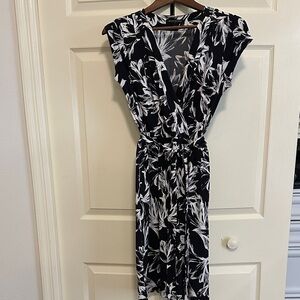 Banana Republic Black and White Faux Wrap Dress